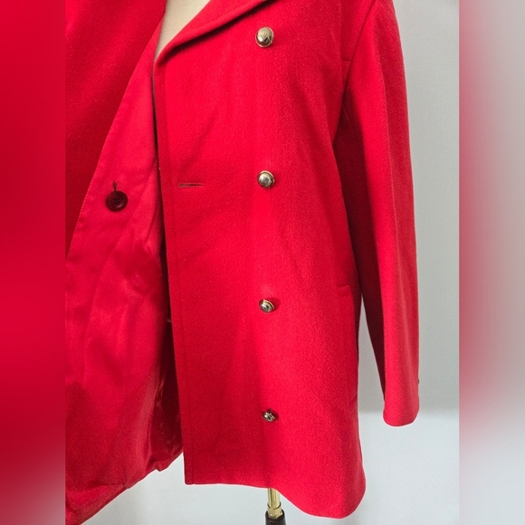 AQUASCUTUM OF LONDON Women's Red Double-Breasted Virgin Wool Coat. Size  10 - Picture 10 of 15